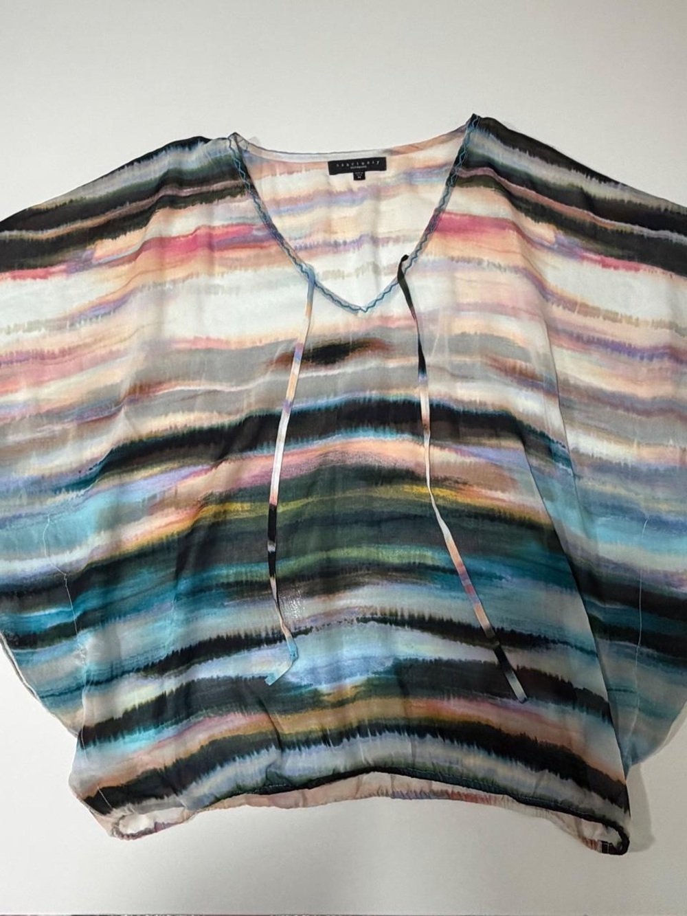 Sanctuary Multicolor Watercolor Stripe Tie-Front Tunic - Picture 7 of 9